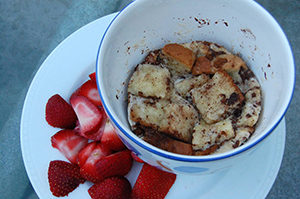 Starch in Eating Disorder Recovery [image description: microwave french toast with side of strawberries]